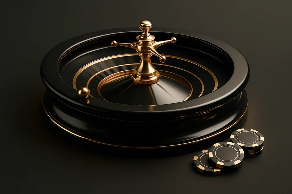 Online Roulette Deutschland - Spieler am Computer mit Roulette Kessel im Hintergrund